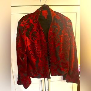 JS Collections Silk Raised Velvet Evening Jacket Mandarin Collar Top Cocktail 14